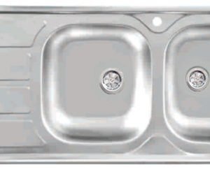 Lavello cucina 116 cm da incasso doppia vasca con gocciolatoio